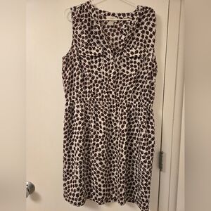 LOFT Sleeveless Black, Maroon and White‎ Patterned Dress